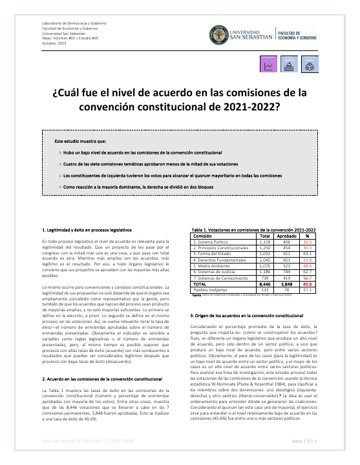 ¿Cuál fue el nivel de acuerdo en las comisiones de la Convención Constitucional de 2021-2022?