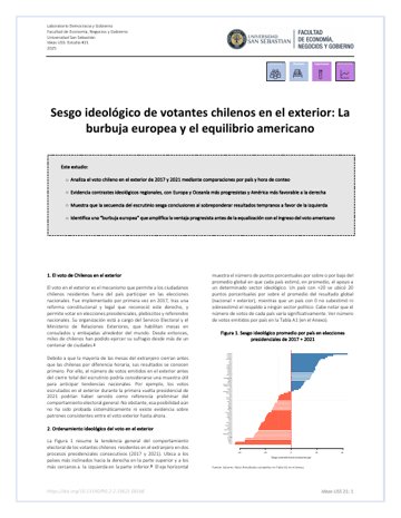 Sesgo ideológico de votantes chilenos en el exterior: La burbuja europea y el equilibrio americano