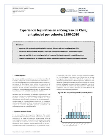 Experiencia legislativa en el Congreso de Chile: Antigüedad por cohorte 1990-2030