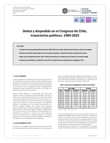 Debut y despedida en el Congreso de Chile: Trayectorias políticas 1989-2025