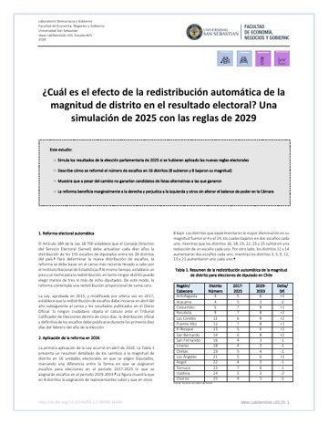 ¿Cuál es el efecto de la redistribución automática de la magnitud de distrito en el resultado electoral? Una simulación de 2025 con las reglas de 2029