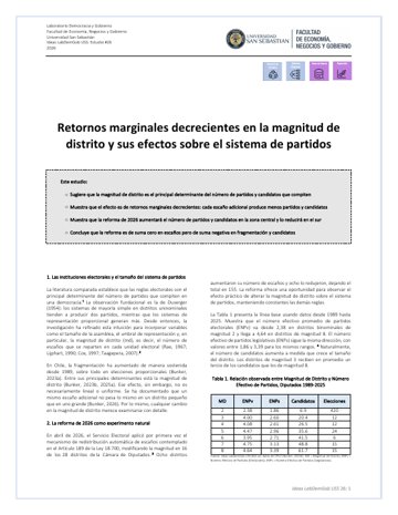 Retornos marginales decrecientes en la magnitud de distrito y sus efectos sobre el sistema de partidos